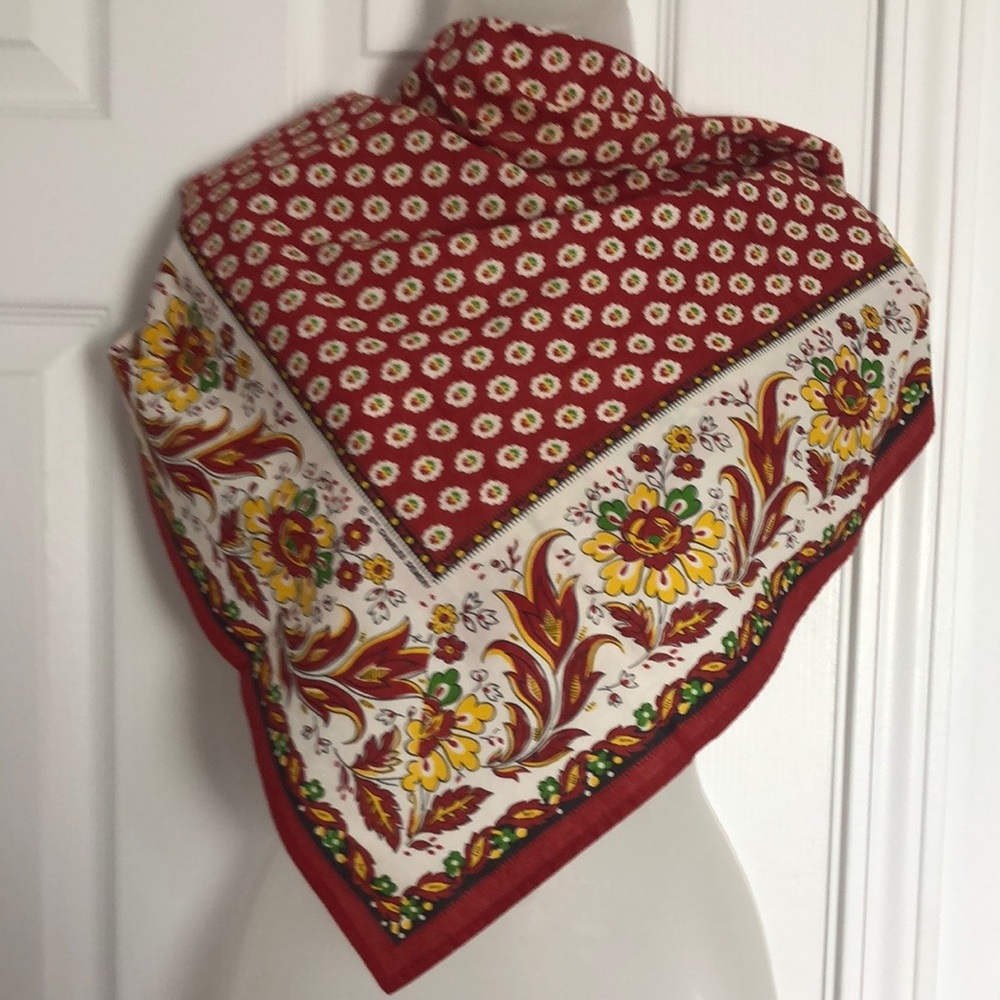 Souleiado Cotton France Provençal Floral Design. Chic. Red Green Yellow VTG